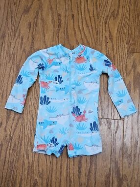 Earth Nymph bathing suit / Rash Suit baby/toddler size 2 Oceanic Print